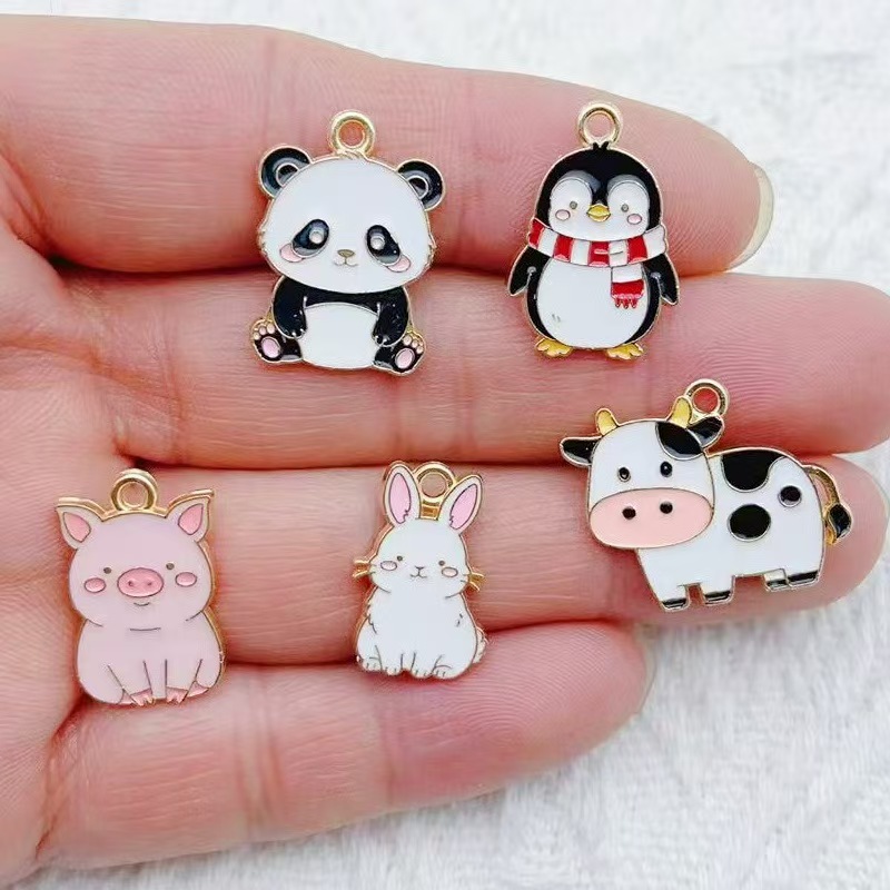 Wedding Yes - 10 個漫画ペンギンパンダ DIY 韓国版キーホルダーペンダントネックレスペンダント合金ドリップオイルジュエリーアクセサリー