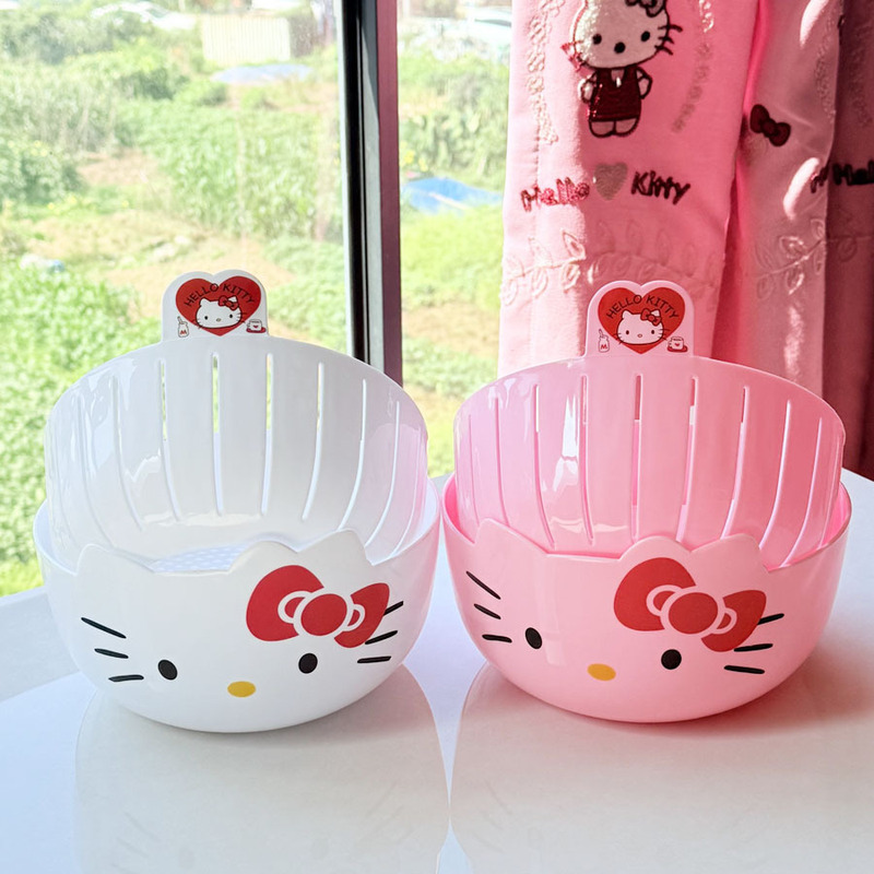Wedding Hampers - ハローキティ二層式水切りかご、キッチン野菜洗いバスケット、多機能フルーツプレート、リビングルームキャンディプレート