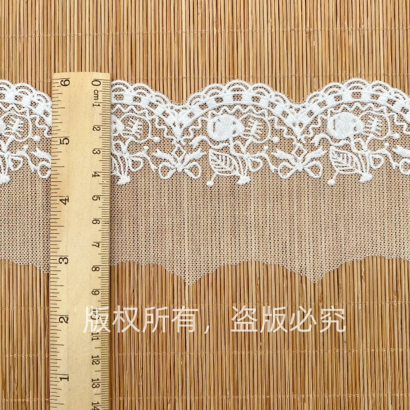 Wedding Water Supply - ミルクファイバーレーストリム 花柄刺繍ネットレース ドレス縫製 DIYクラフト ブライダルガウン ホームデコレーション用品