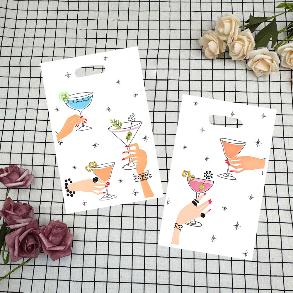 Wedding/Event Supply Store - 20個/40個入りパーティーギフトバッグ、ワイングラスを持った人物のシンプルな描画スタイルの白いギフトバッグ、誕生日、フェスティバル、パーティー、イベント、ギフト包装袋、パーティー記念品包装袋、イベントやパーティー用品、オフィスギフトに最適、持ち運びが簡単、保管も簡単。