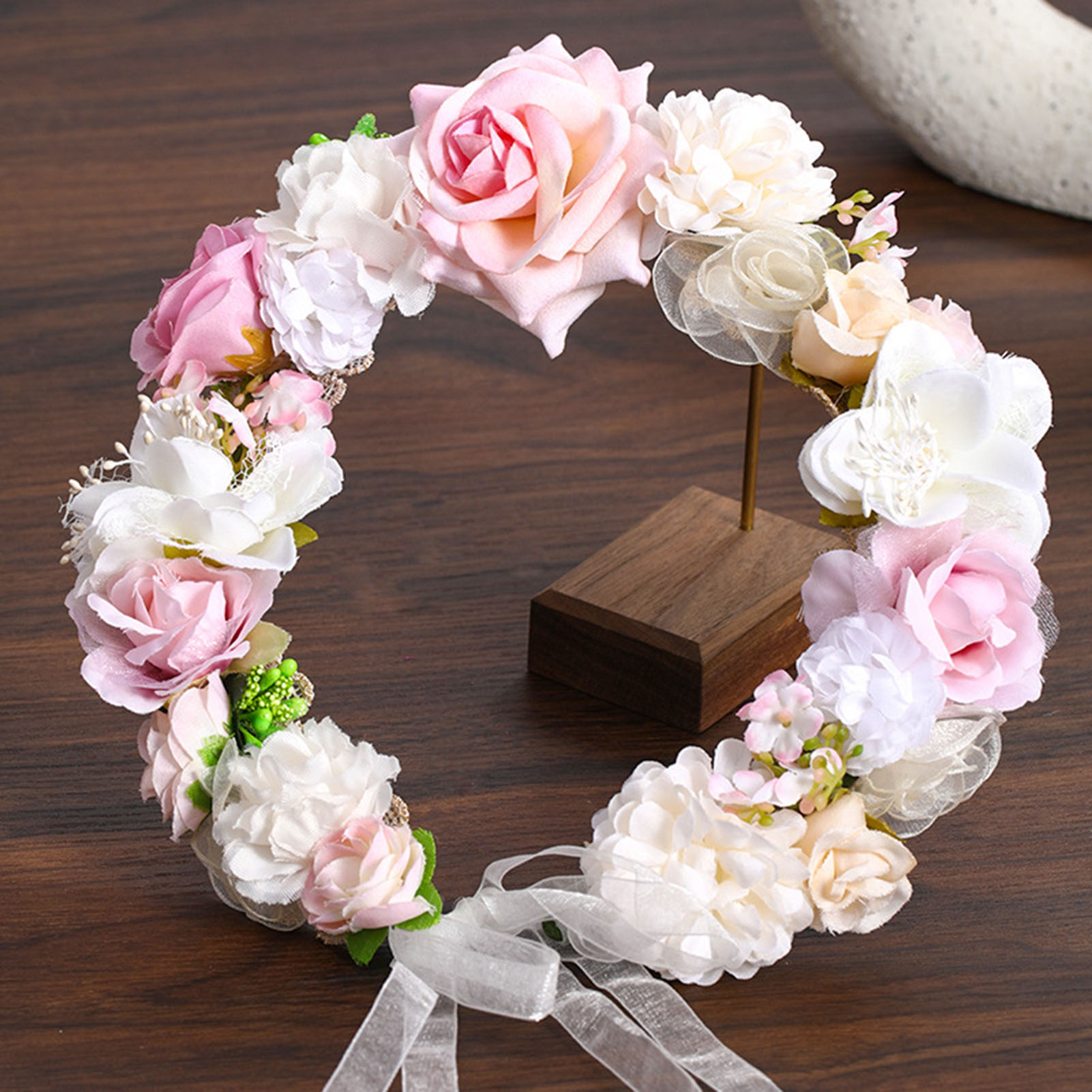 Wedding Arch Flower - フラワークラウンリース花嫁ガーランド花嫁造花リースウェディングガーランドヘアリース女性花嫁フラワーヘッドバンド