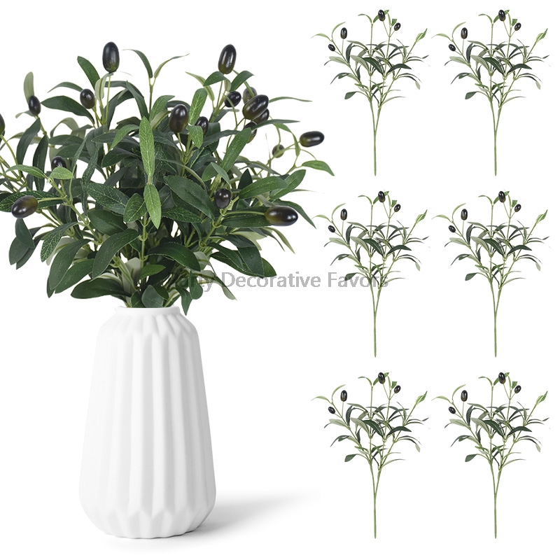 Flower Girl Basket - 1/3/5 個人工植物偽フルーツオリーブの葉木の枝家庭菜園花瓶の装飾ウェディングブーケシルクフラワー