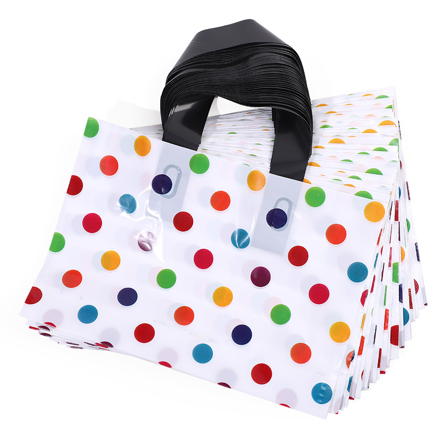 Wedding/Event Supply Store - 18 個水玉模様のトートバッグ厚みのある大型プラスチックギフトバッグハンドル付き衣料品店包装袋ビジネス用品