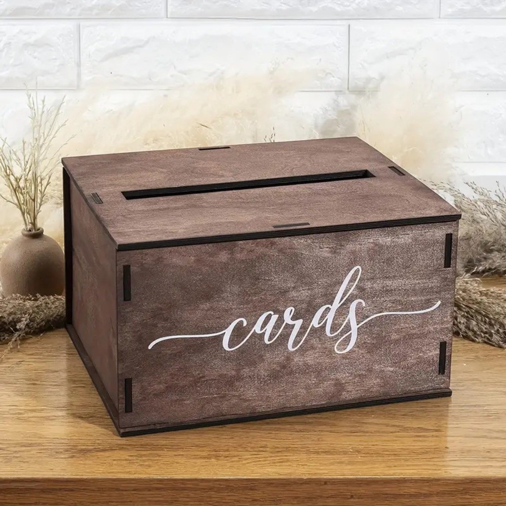 新しい木製ウェディングカードボックス装飾手作りギフトカード収 - Wedding Card Box のレビューと価格