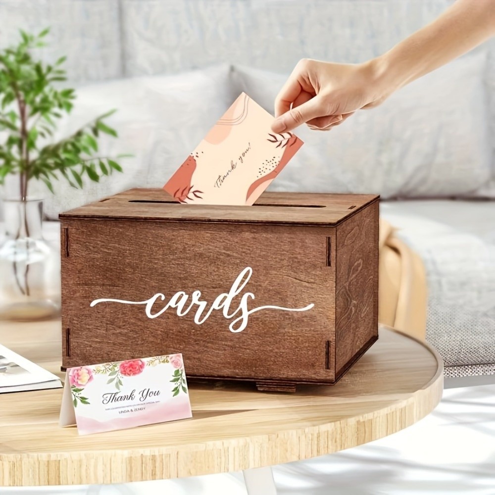 新しい木製ウェディングカードボックス装飾手作りギフトカード収 - Wedding Card Box のレビューと価格