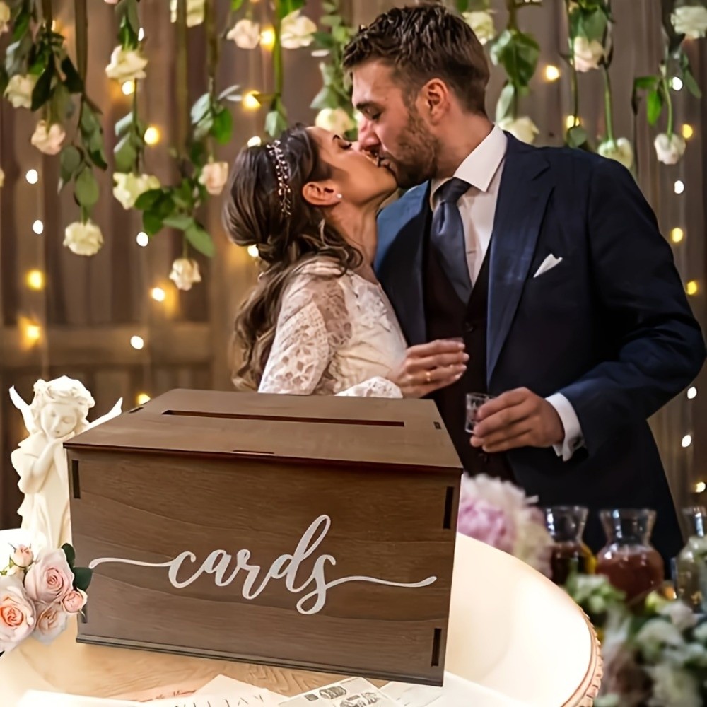 新しい木製ウェディングカードボックス装飾手作りギフトカード収 - Wedding Card Box のレビューと価格