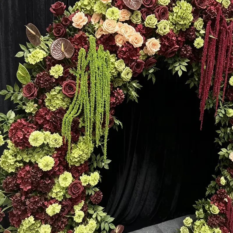 バーガンディセージグリーンのトレーリングタッセル付きウェディ - Wedding Arch Flower のレビューと価格