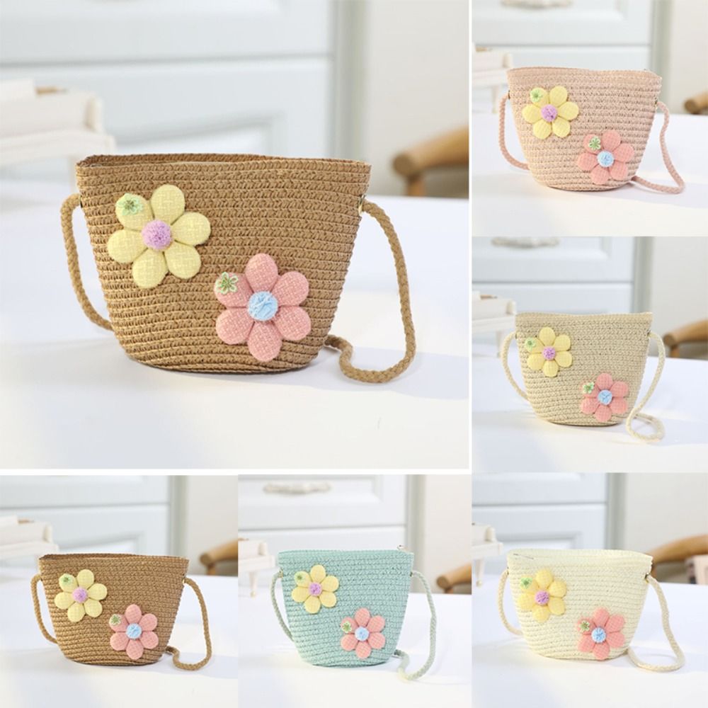 手作り織りガールフラワーストローバッグジッパー小銭入れ子供メ - Flower Girl Basket のレビューと価格