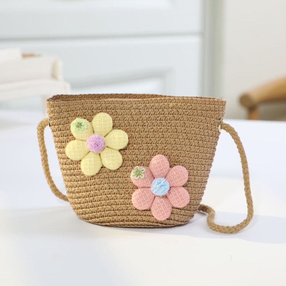 手作り織りガールフラワーストローバッグジッパー小銭入れ子供メ - Flower Girl Basket のレビューと価格