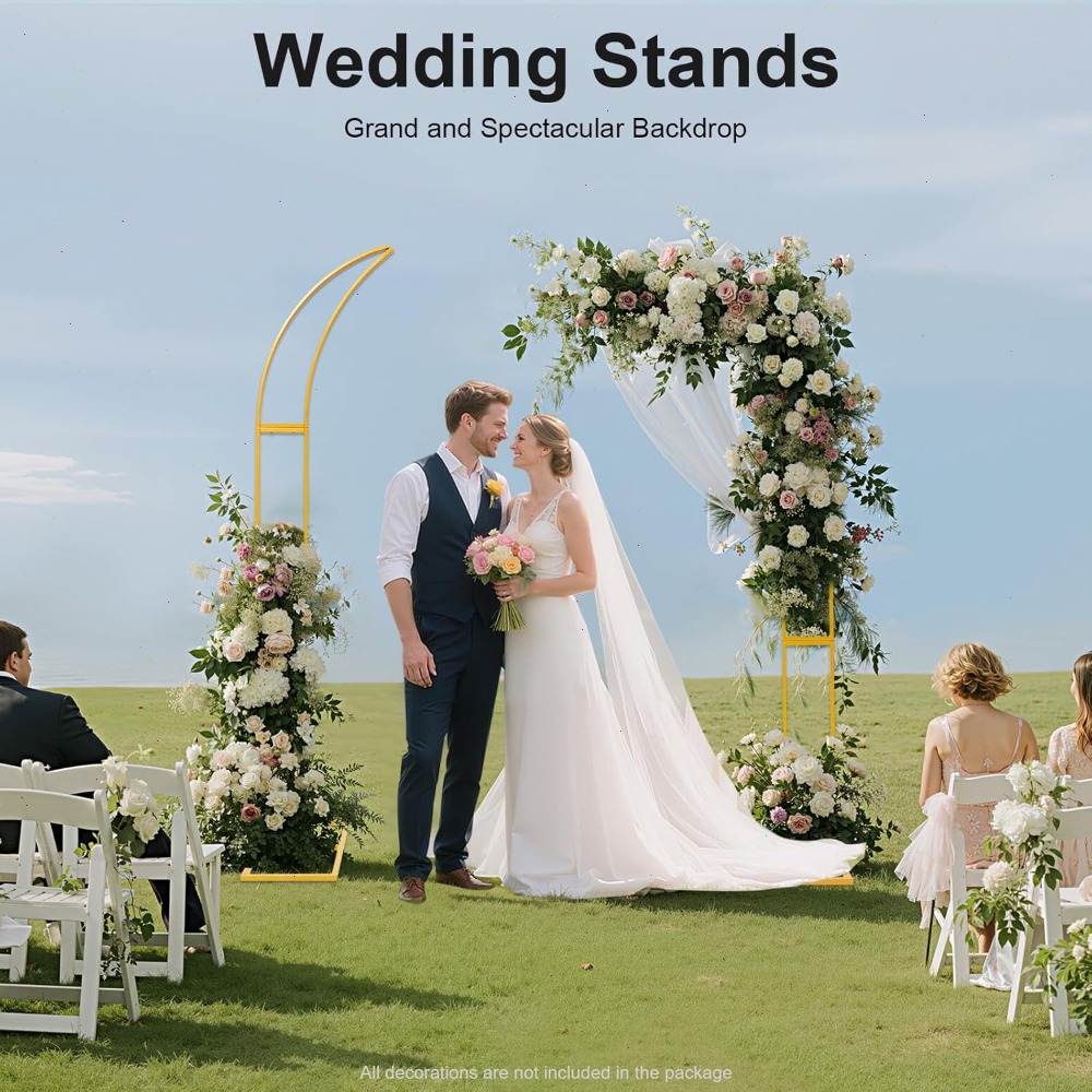 2個入り曲線型ウェディングアーチ背景スタンド、ウェディングア - Wedding Arch Flower のレビューと価格