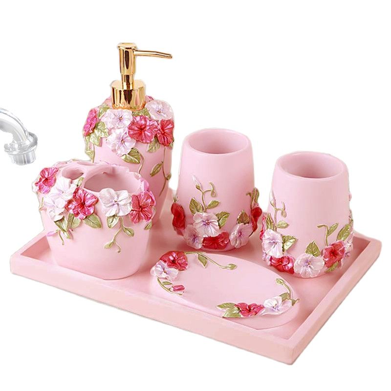 ピンクのバラの花のバスルーム用品キット,ウェディングギフトセ - Wedding Bathroom Supply Kit のレビューと価格