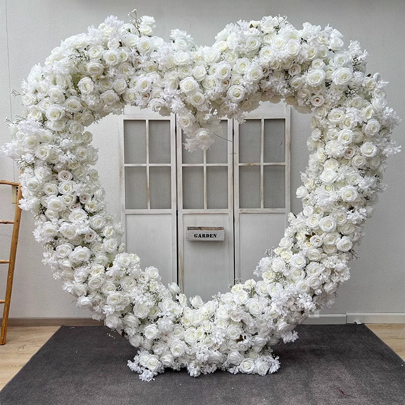 200CM卸売人工シルクフラワー赤白アーチ型ハート型ウェディ - Wedding Arch Flower のレビューと価格