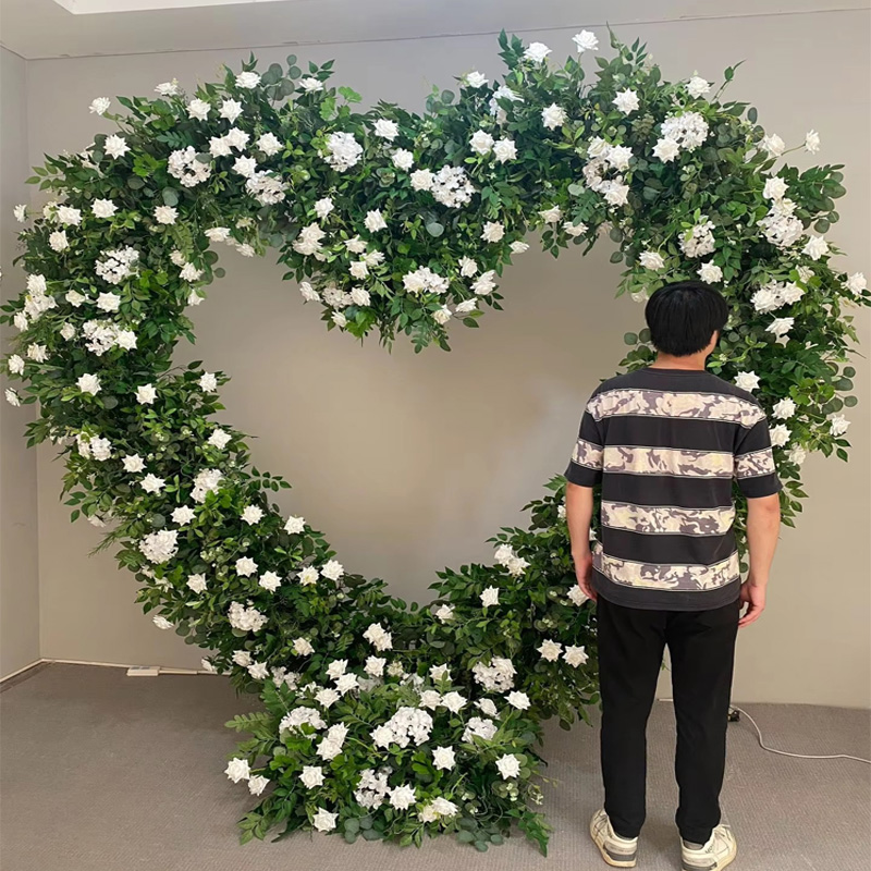 200CM卸売人工シルクフラワー赤白アーチ型ハート型ウェディ - Wedding Arch Flower のレビューと価格