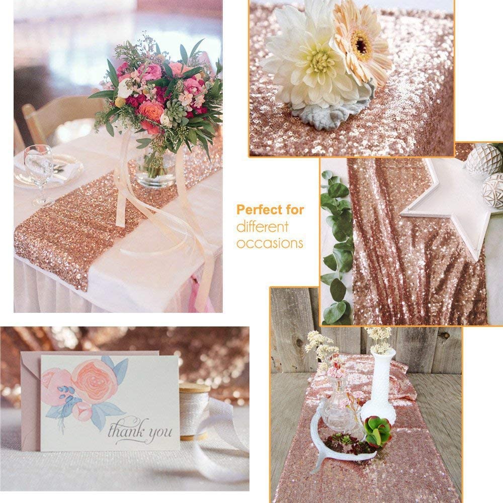 LICE-キラキラローズゴールドスパンコールテーブルランナー - Table Runner Sequin のレビューと価格
