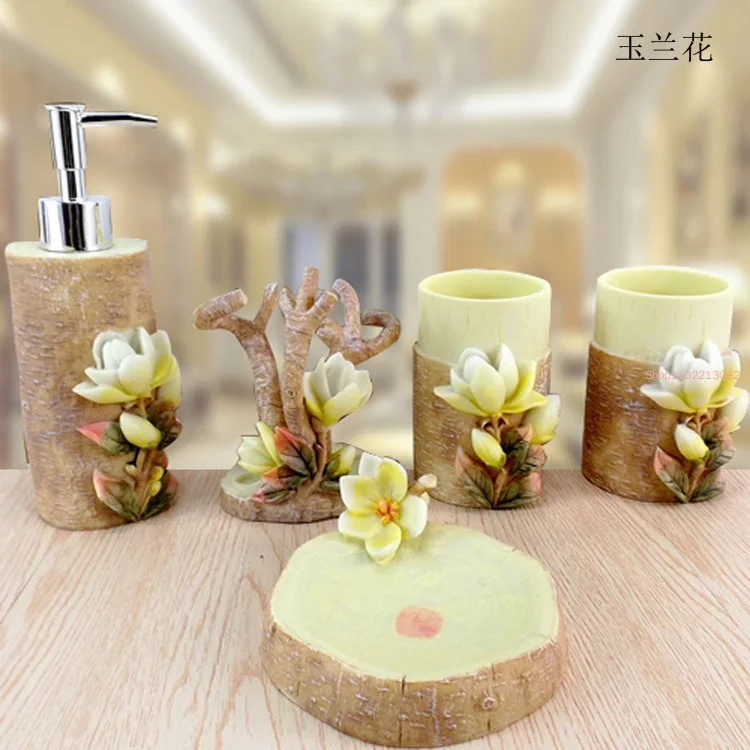 5個/セット 樹脂製バスルームアクセサリーキット 洗面用具セ - Wedding Bathroom Supply Kit のレビューと価格