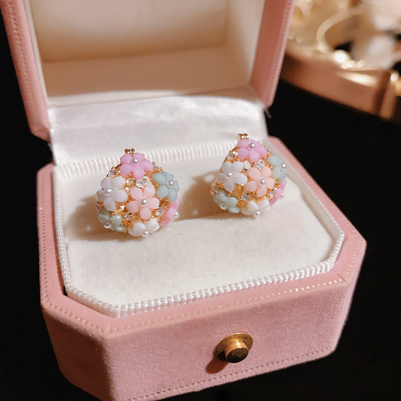 女の子のための花の形をしたジルコニアパールイヤリング,ファッ - Wedding Hampers のレビューと価格