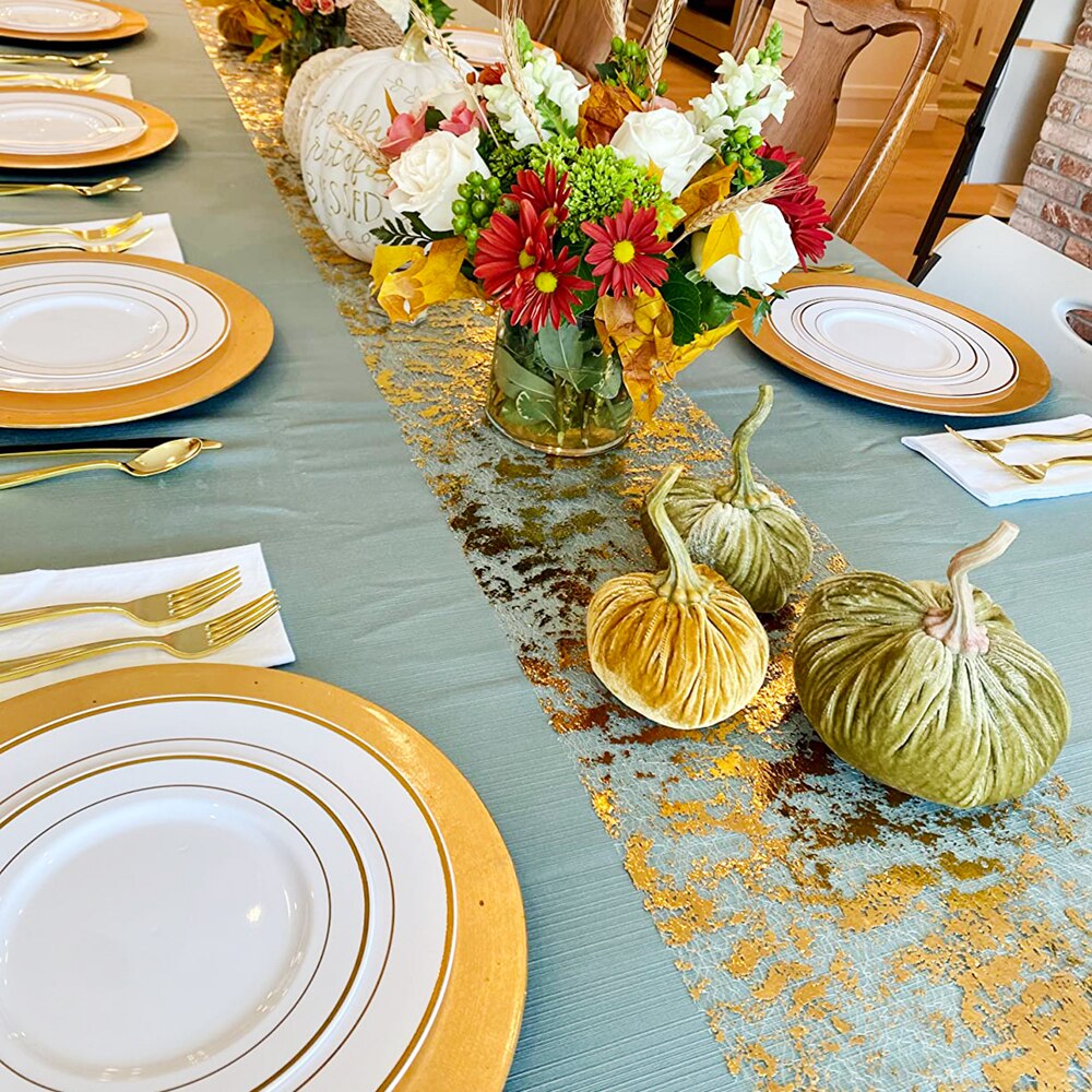 キラキラメタリックゴールド薄いテーブルランナーゴールド/シル - Table Runner Sequin のレビューと価格