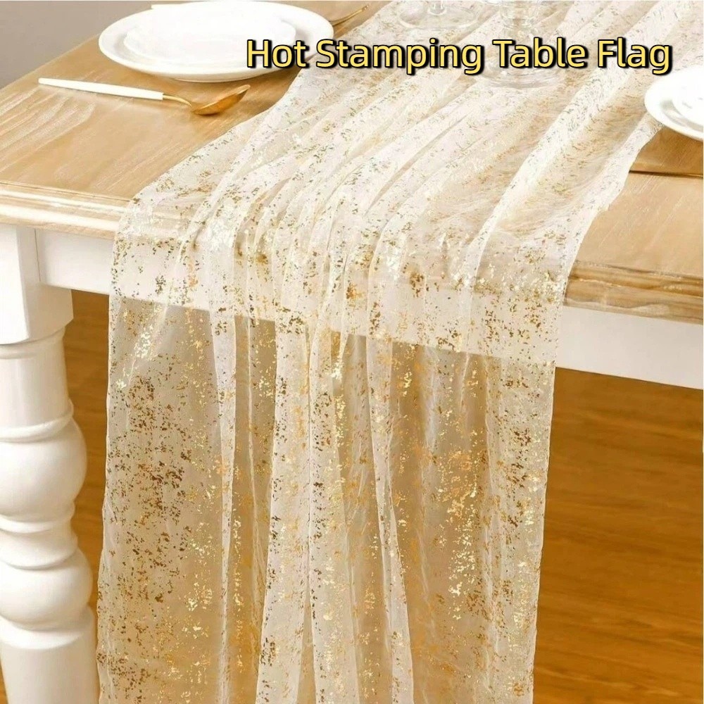 ゴールデンシークイングリッターホットスタンピングテーブルフラ - Table Runner Sequin のレビューと価格