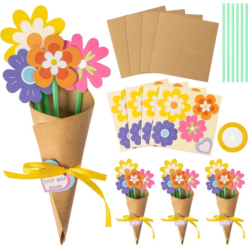 100個入り DIYフラワーブーケキット 紙カードラベルリボ - Papercraft Supply Ribbon のレビューと価格