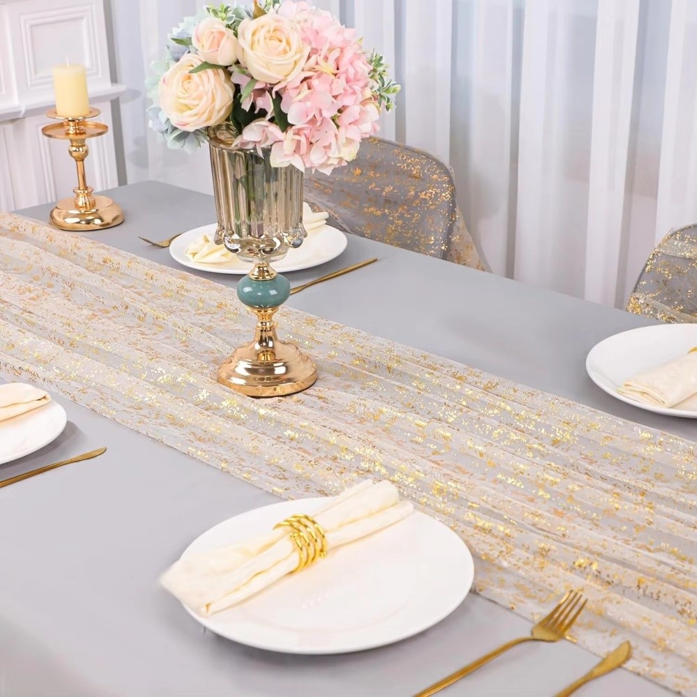 ゴールデンスパンコールグリッターホットスタンピングテーブルフ - Table Runner Sequin のレビューと価格