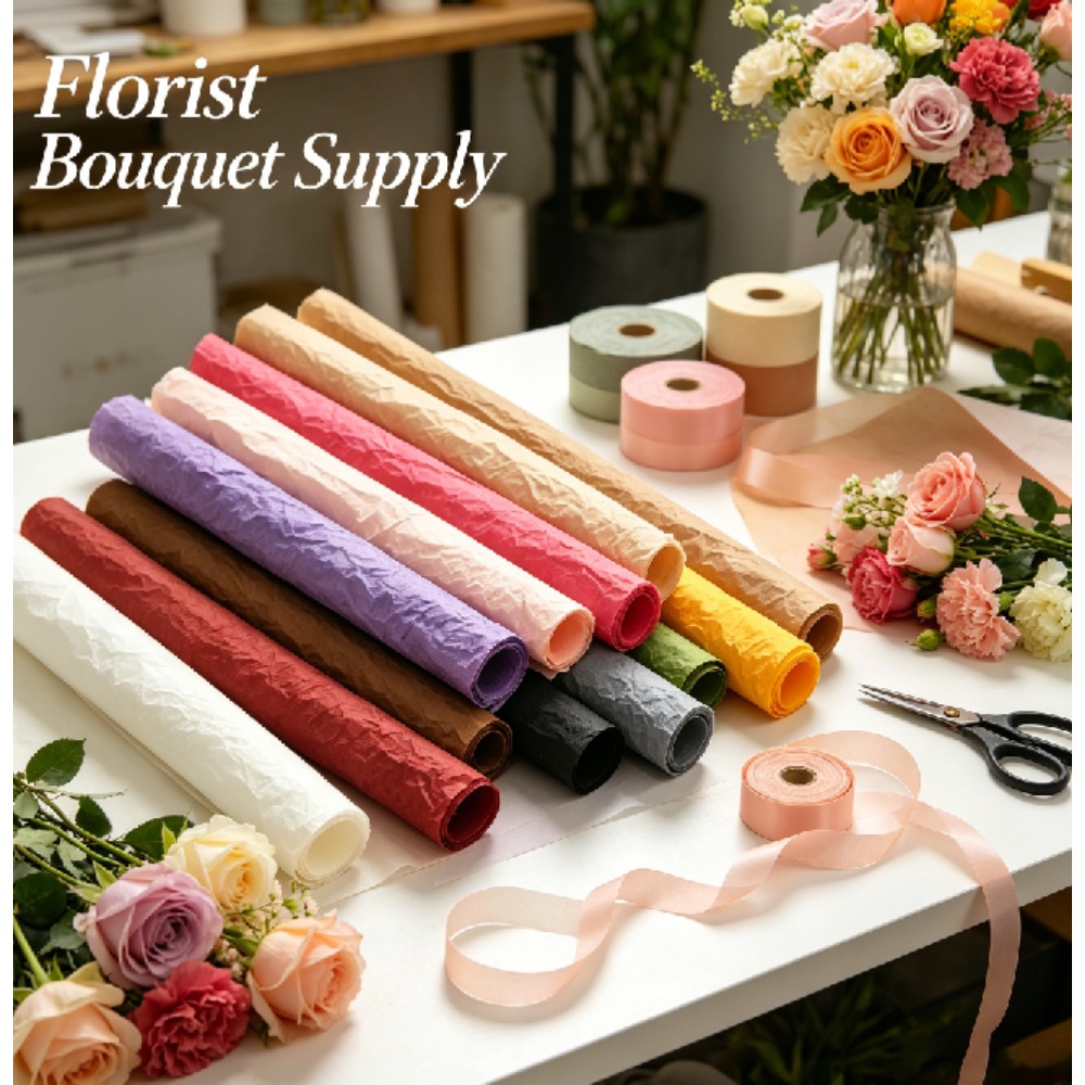 厚手のシュエナイクリンクルフローラルラップペーパーDIYギフ - Good Floral & Wedding Decor Supply Photos のレビューと価格
