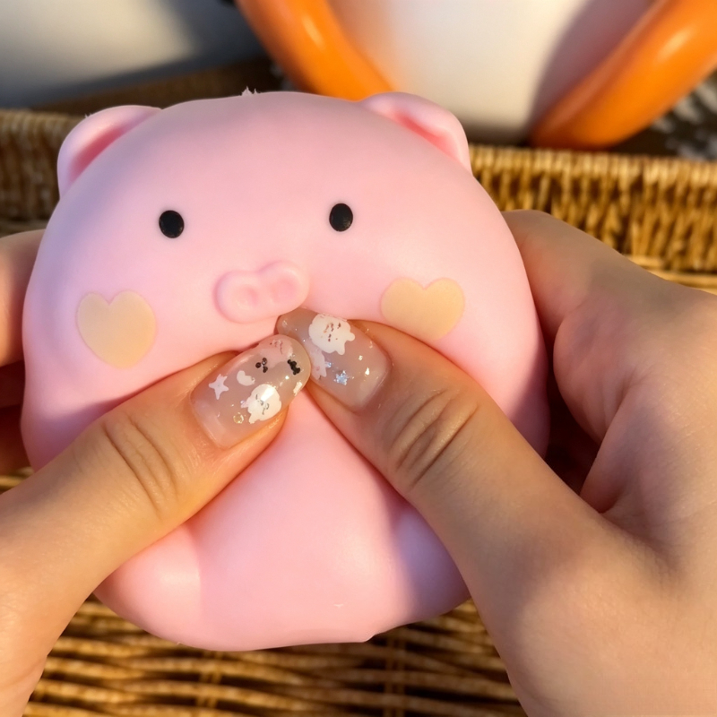 カリカリピンクの豚のスクイーズボール、手作り、愛らしい豚、ゆ - Wedding Yes のレビューと価格