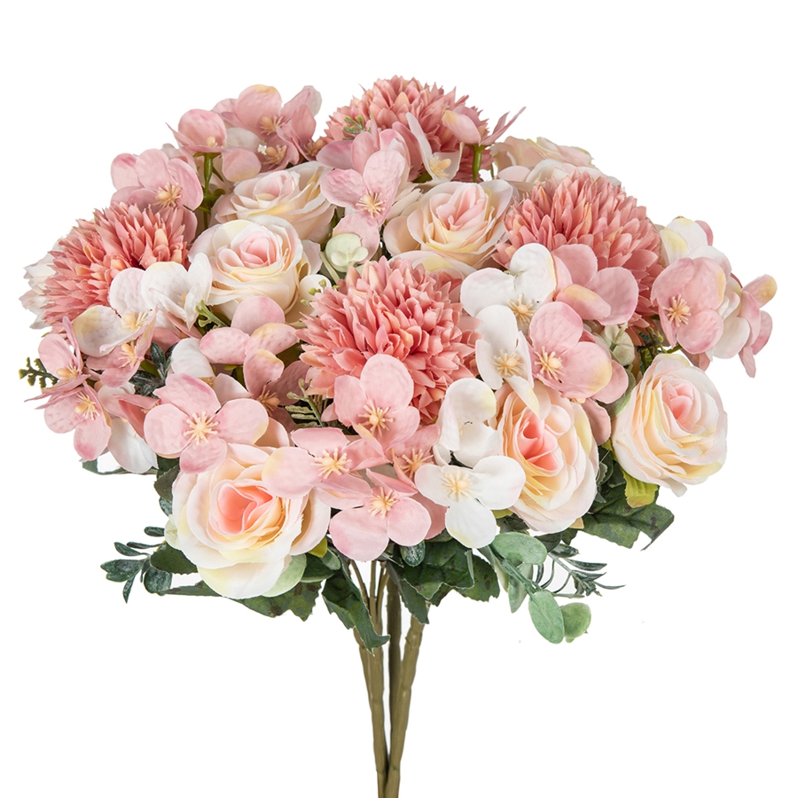 1/4 個造花バラ菊シルクブライダルブーケ結婚式ガーデンアー - Wedding Arch Flower のレビューと価格