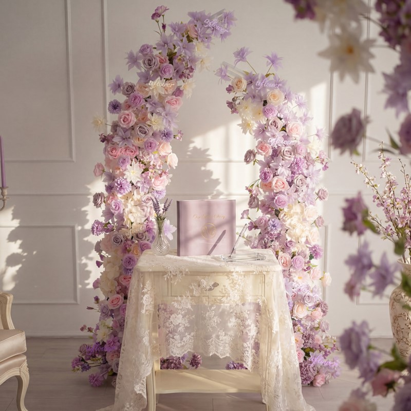 5D Uフラワー パープルピンクのユリ造花 ウェディングイベ - Wedding Arch Flower のレビューと価格