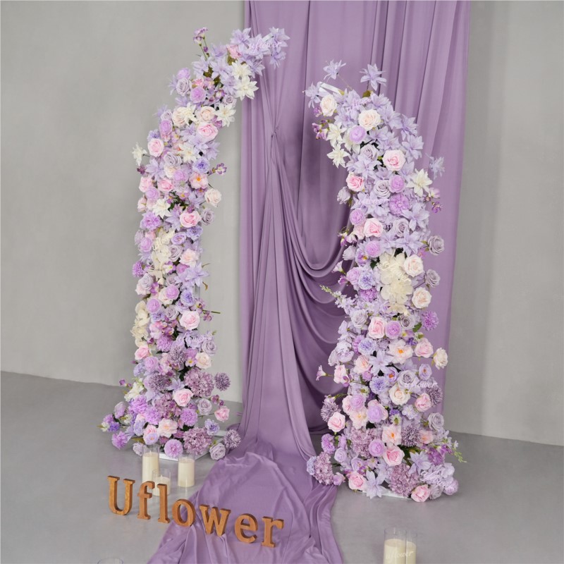 5D Uフラワー パープルピンクのユリ造花 ウェディングイベ - Wedding Arch Flower のレビューと価格