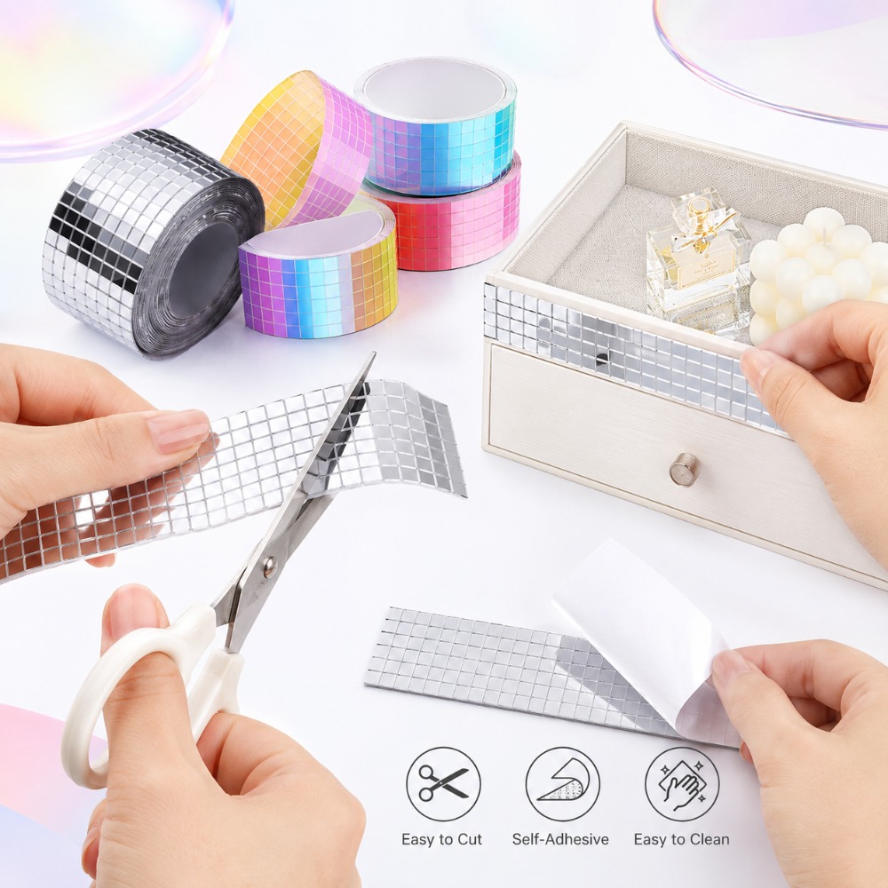 ミニスクエアミラーモザイクタイル自己粘着リアルクラフトステッ - Wedding Bathroom Supply Kit のレビューと価格